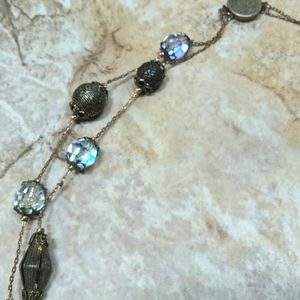 Vintage 1920's double strand necklace with crystal